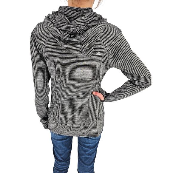 Lukka Womens S Lightweight Athletic Hooded Jacket Gray Striped Neon Green Trim - Picture 4 of 5